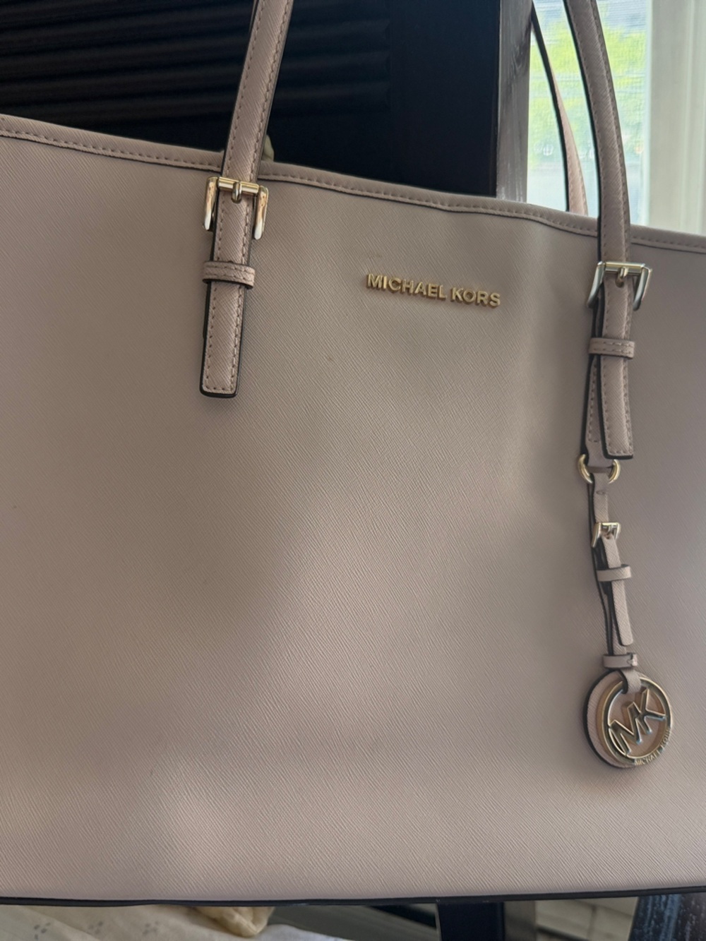 Michael Kors Saffiano Tote in Light Taupe